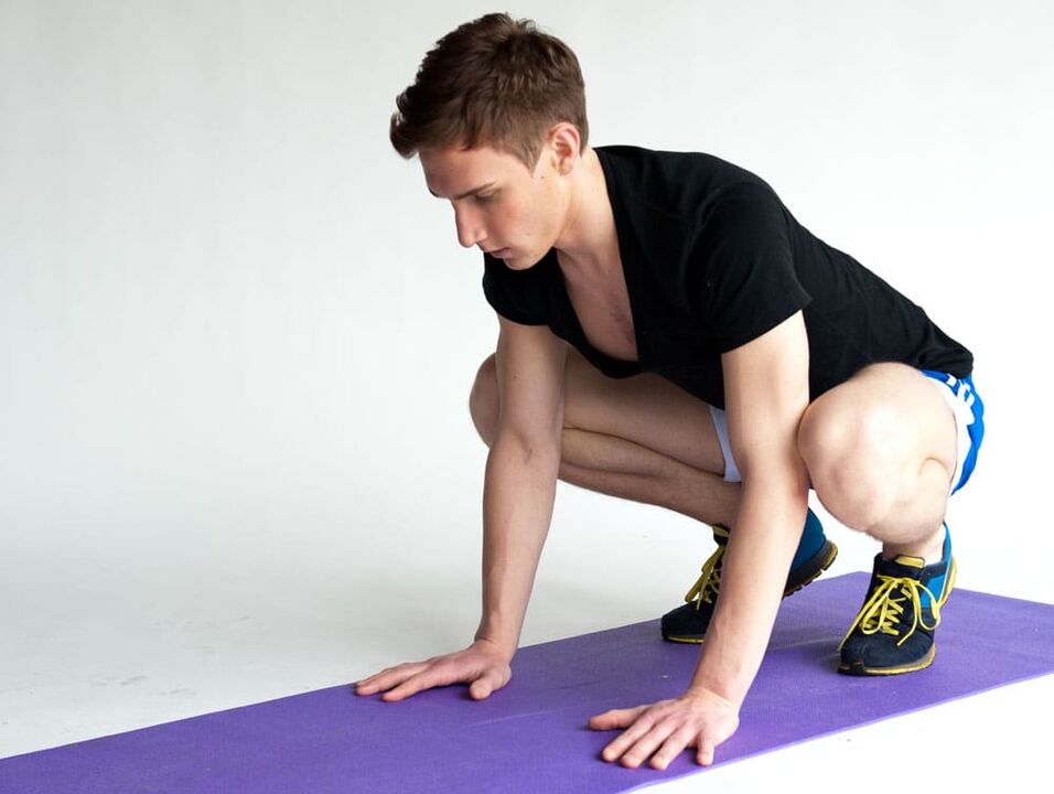 Frog exercise to work the muscles of the male pelvic region